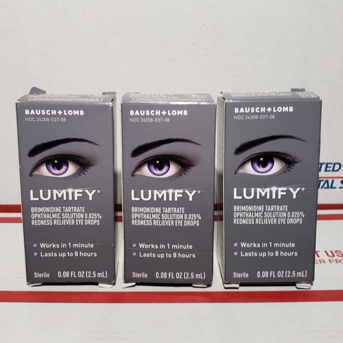 3-Pack - Lumify Redness Reliever Eye Drops 0.08 oz (2.5ml) each - EXP 12/2024