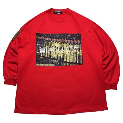 Vintage 90s Erupt Sport Comandos Skull Bones Graphic T Shirt XL Red Skater 