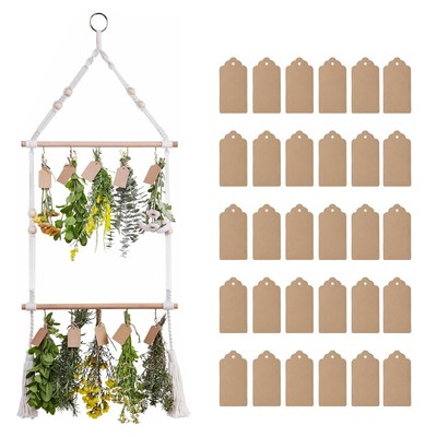 2 Tier Herb Drying Rack, Flower Drying with 10 Hooks, Hanging Drying Rack for...