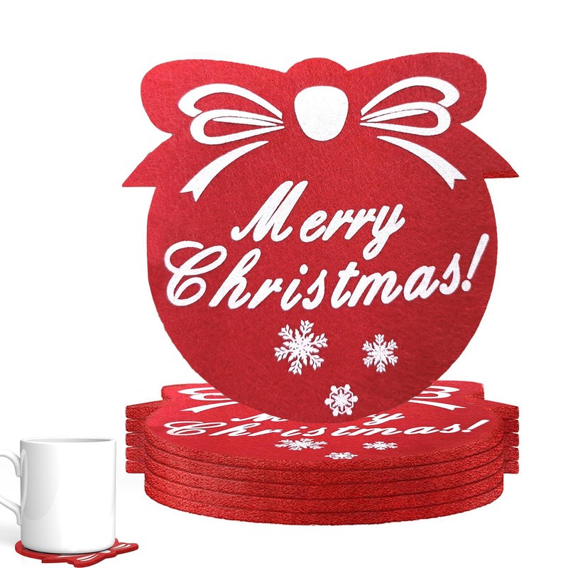 Christmas Coasters 6 PCS Absorbent Felt Round Drink Coasters