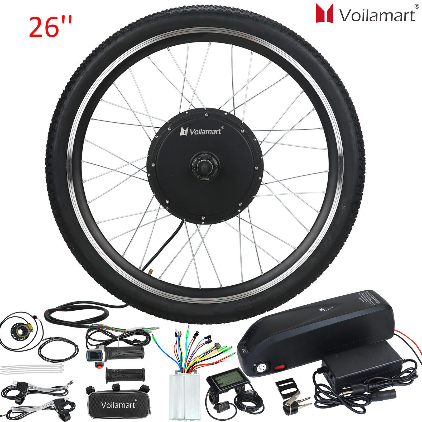 48V 1000W Electric Bicycle Conversion Kit with Battery 26