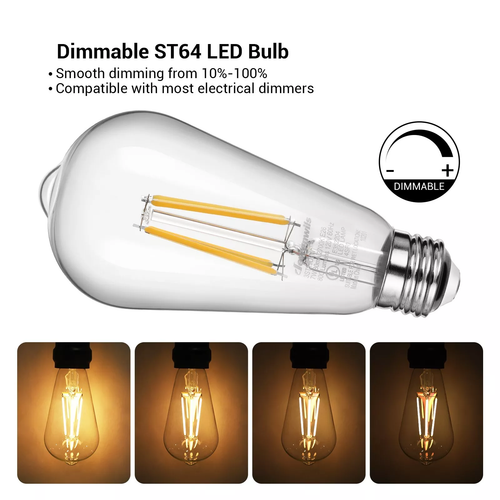 1/4/6Pcs ST64 Edison LED Bulb E26 4W 6W Dimmable Vintage LED Light Lamp Bulbs