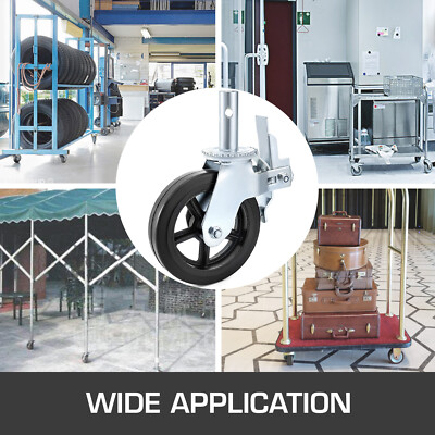 4PCS Scaffolding Caster 8" x 2" Black Wheels w/ Locking Brakes 1-3/8" 4400LBS