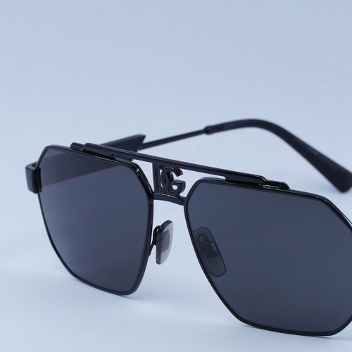 Pre-owned Dolce & Gabbana Dg2294 01/87 Black/dark Grey 59-15-145 Sunglasses Authentic In Gray