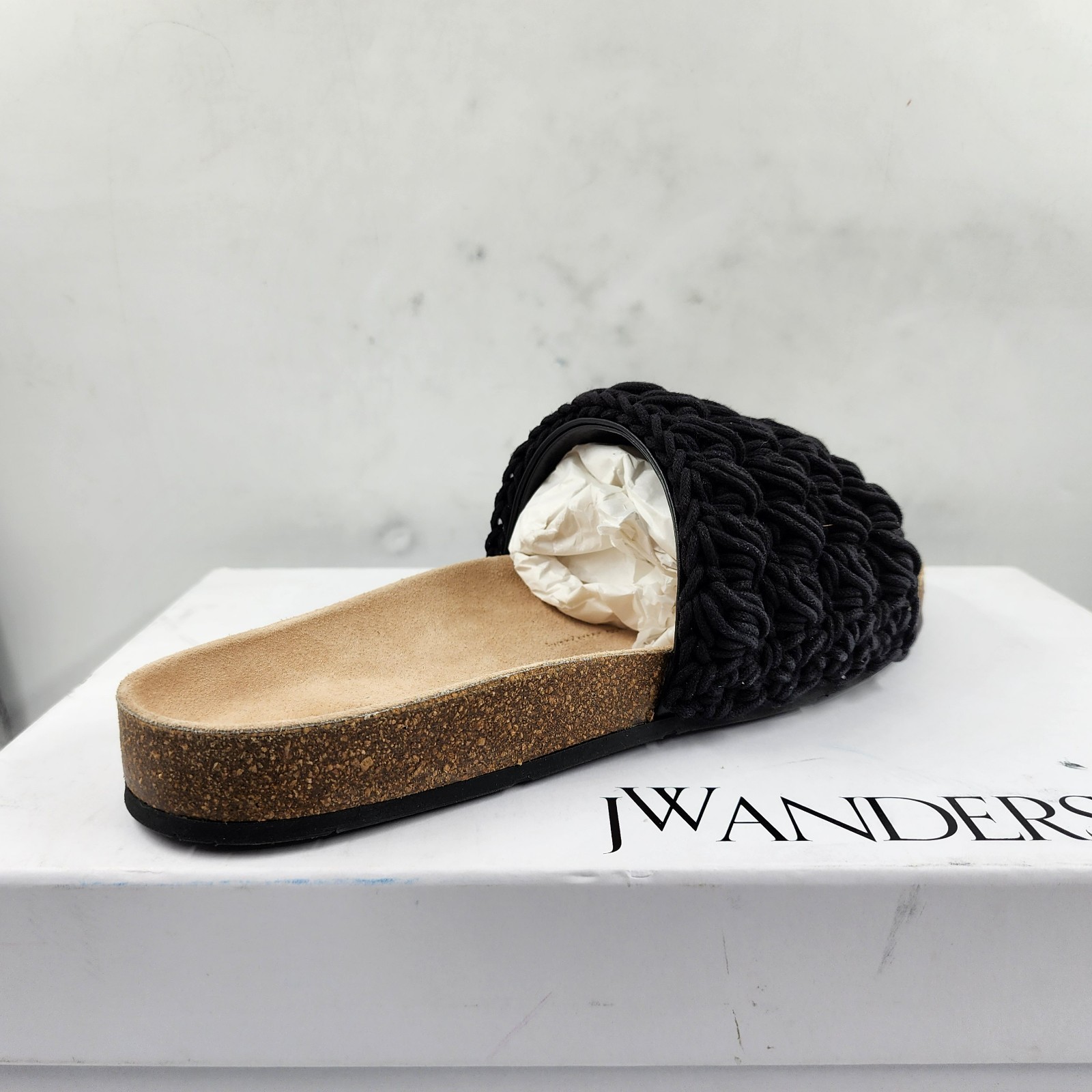 JW Anderson Popcorn Crochet Slip On Slide Sandals Men's 43/10US Black Open Toe - Picture 12 of 19
