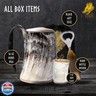 FENRIR Viking Drinking Horn Mug Set16 oz – Gifts for Men, Dad, Husband – Unique Viking Gift – Handmade Real Ox Horn Cup with Shot Glass and Opener – For Beer, Ale, Mead (Wolf Natural Finish)
