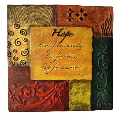 Vintage Inspirational Quote Resin Ceramic Relief Wall Art Hope Learn Live 5.5 in