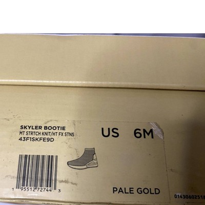 MICHAEL KORS Skyler Crystal Embellished Metallic Stretch Knit Sock Sneaker