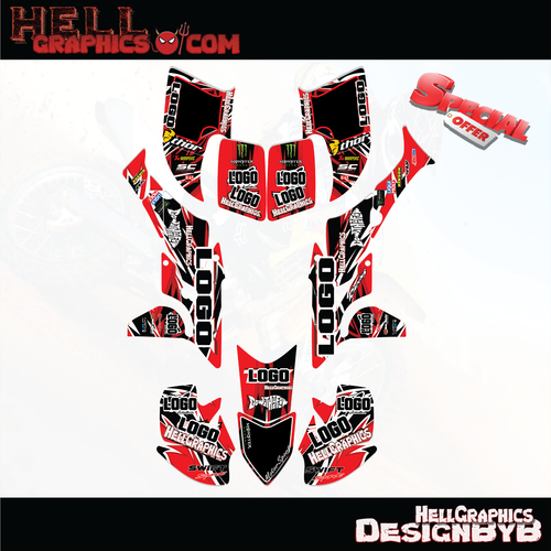 Graphics Kits Decals Stickers RT1 Black  4 Honda TRX 450R TRX450R 2005-2008