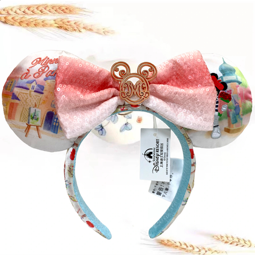 Disney Parks Epcot France Paris Rose Embroidered Minnie Mouse Ears Bow Headband Disney Parks Epcot France Paris Rose Minnie Mickey Mouse  main image 3