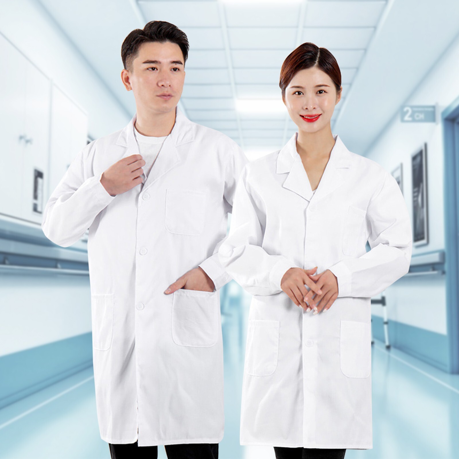 Natural Uniforms Medical White Unisex Long Lab Coat for Men 