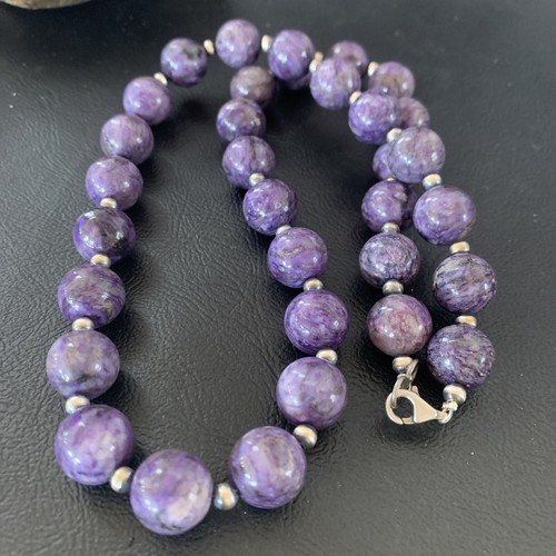 Pre-owned Handmade Womens Purple Charoite Navajo Pearls Sterling Silver Necklace 20" 11961