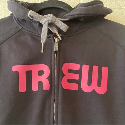 TREW the Hardworking Heavyweight Full Zip Hoodie Black and Pink Size Small