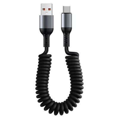 USB C Fast Charging Cable Spiral Type C Charger Fast Charging Coiled USB C Cable