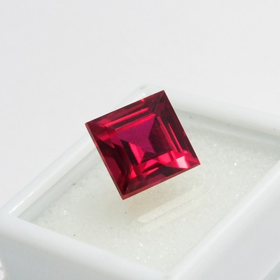 Authentic 6.75 Ct Natural Red Ruby Square Cut Loose Gemstone CERTIFIED