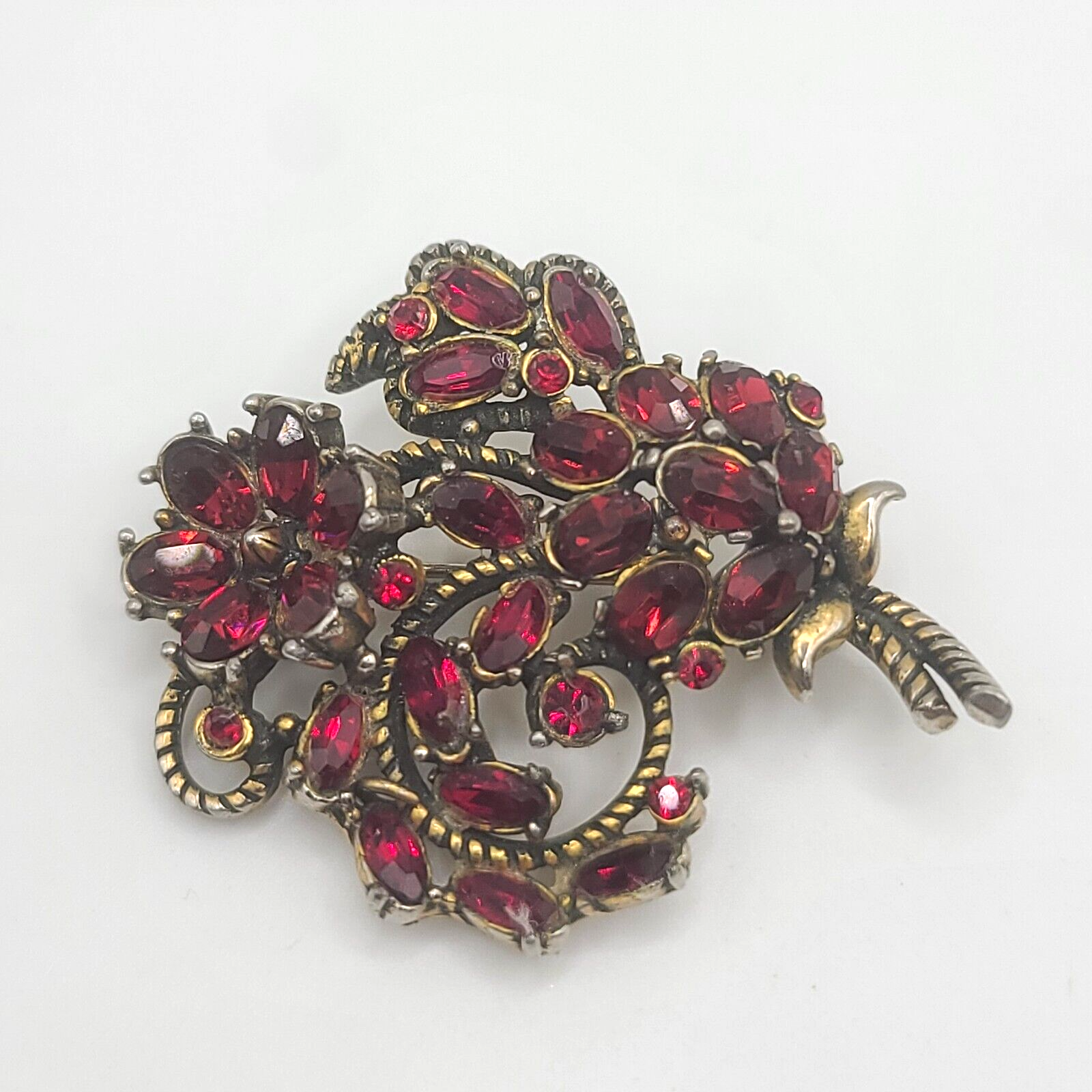 Vintage HollyCraft Brooch Red Rhinestone 1953 Signed | eBay