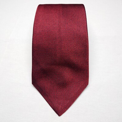 BVLGARI Burgundy Houndstooth Woven Silk 7-Fold Wide Tie 3 7/8'' WIdth Itay