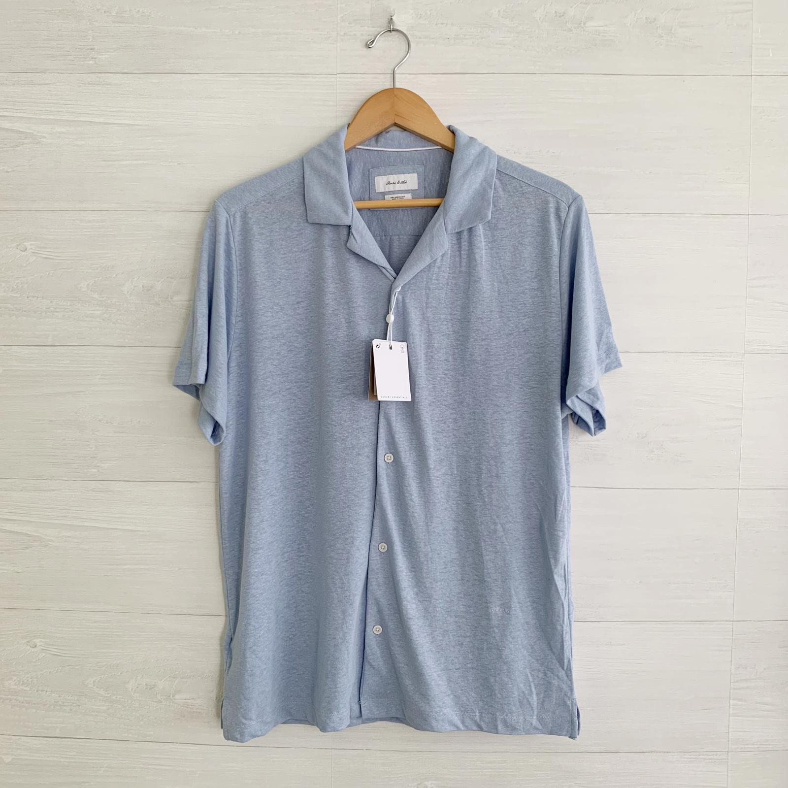 NWT Porter & Ash - Melange knit blue short sleeve button NWT Porter & Ash - Melange knit blue short sleeve button