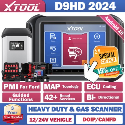 XTOOL D9HD 12V 24V Heavy Duty Gas Auto Diagnostic Scanner Topology Coding Tool