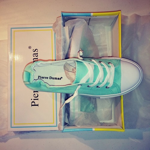 Sz 9 Canvas Sneakers Womens Pierre Dumas Logan-4 In Box Lace-Up Mint Green