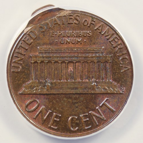 1975 1c Lincoln Cent Error Double Struck Off-Center ANACS MS63RB