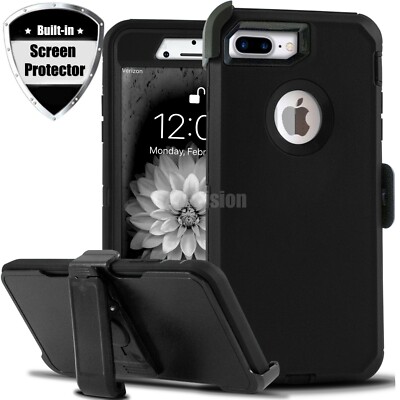 For iPhone 6 7 8 Plus Shockproof Rugged Case With Belt Clip & Screen Protector