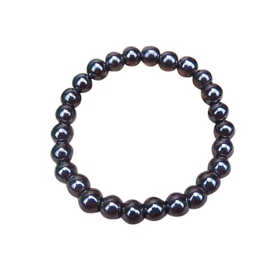 Round Magnetic Bracelet Black Iron Stone For Women Men 8mm