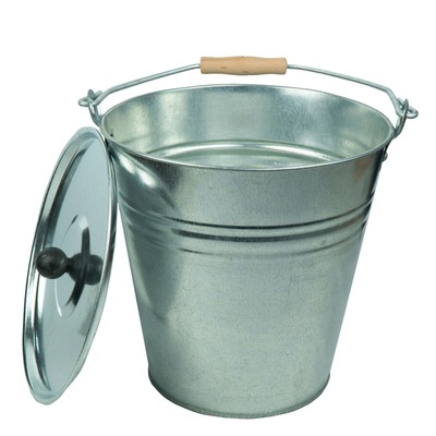 Zinkeimer Ascheeimer 10 Liter mit Deckel, Eimer Dekoeimer, Metalleimer