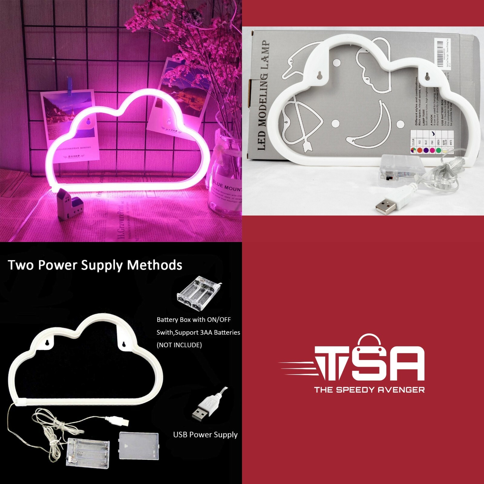 FREE SHIPPING‼️ Pink Cloud LED Neon Light Sign — Battery or USB Powered