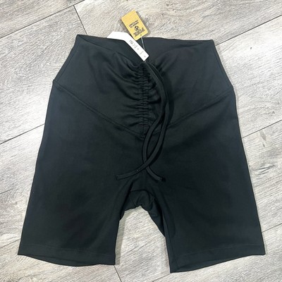 NWT VS PINK Active Women's XS Black Athletic High Waist Front Scrunch Shorts