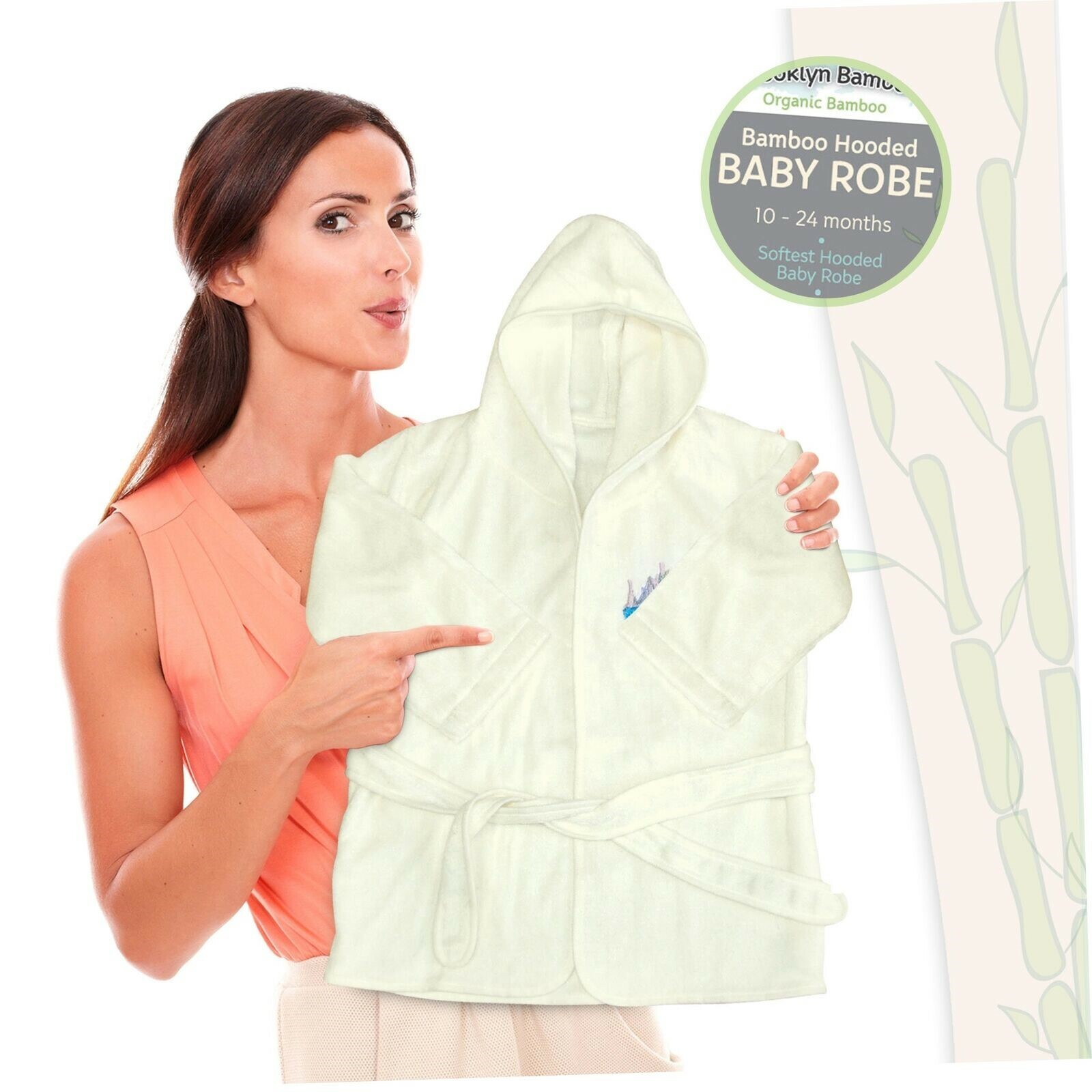 Brooklyn Bamboo Baby Hooded Robe Soft, Hypoallergenic- 10-24 months Bathrobe