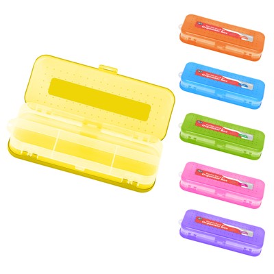 Box, Plastic Double Deck Pencil Case With 7 Compartments - B