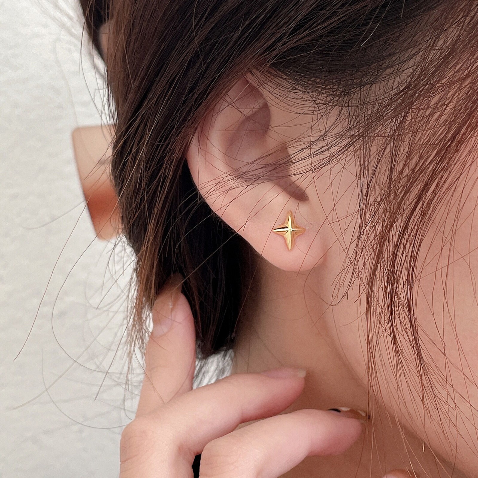Numbering ♥ #7205_(10K Gold) Mini Star Stud Earrings Icebox - 5 Point Star Stud Diamond Earrings 14k Solid Gold
