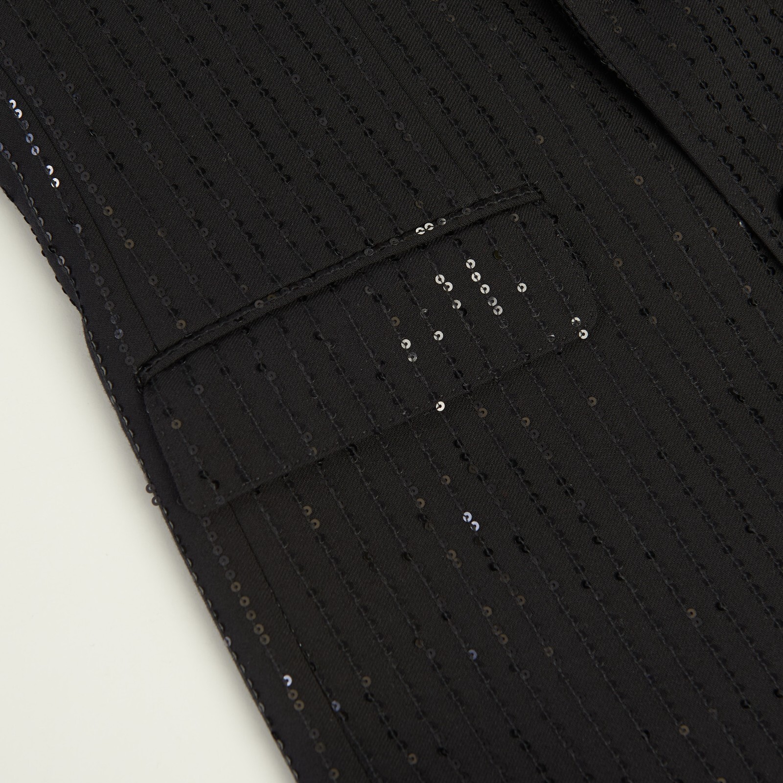 Pre-owned Celine 4350$ Black Blazer Jacket - Striped Sequin Embroidery, Wool Gabardine