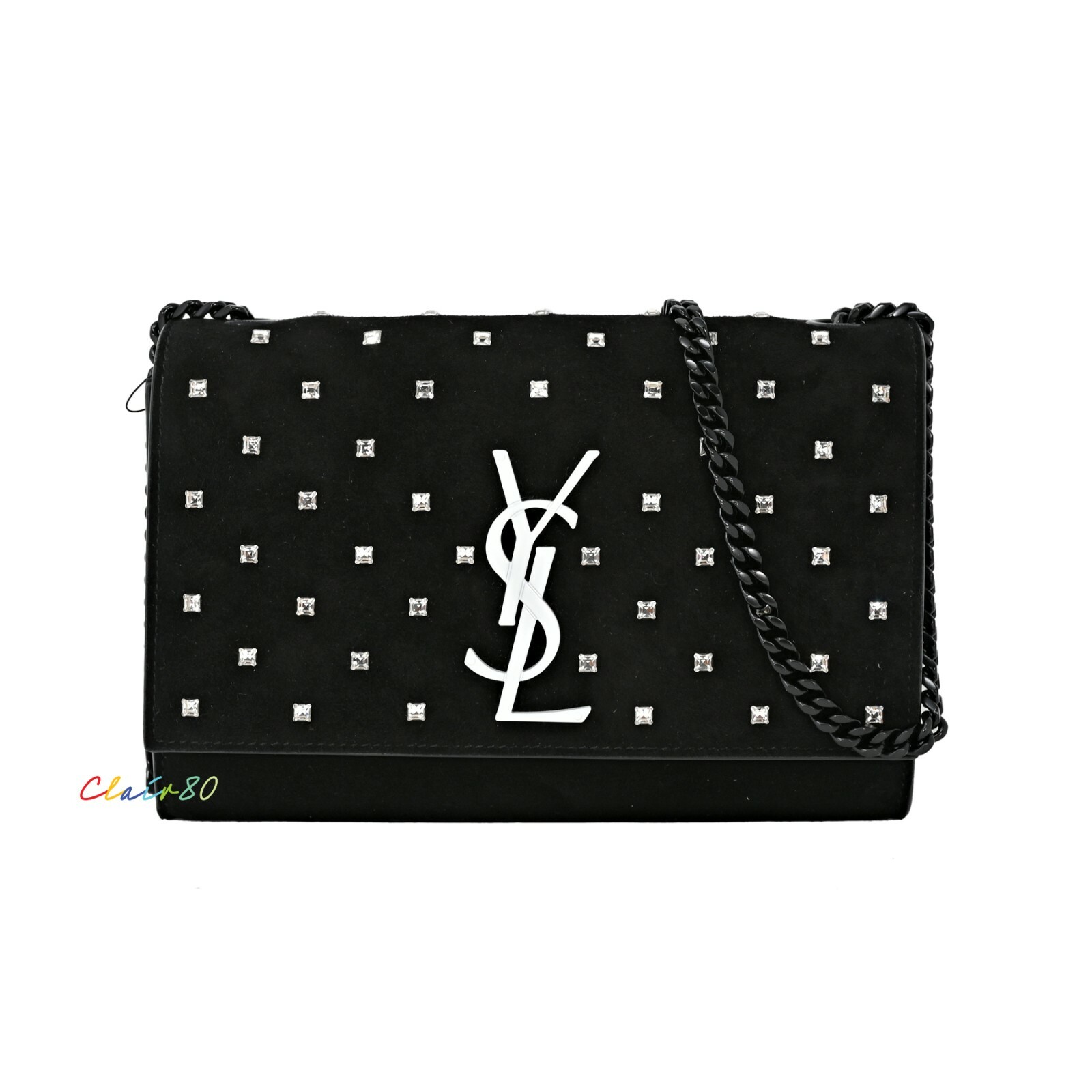 New Authentic Saint Laurent Small Kate Crystal-Embellished New Authentic Saint Laurent Small Kate Crystal-Embellished