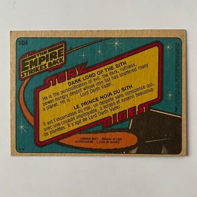 1980 O-Pee-Chee Empire Strikes Back #104 Dark Load of the Sith