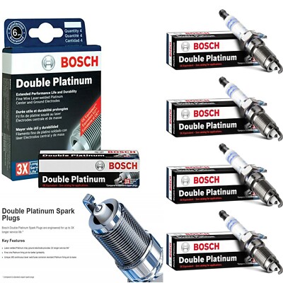 4 Pack Spark Plugs Bosch Double Platinum For 1990-1991 TOYOTA COROLLA L4-1.6L
