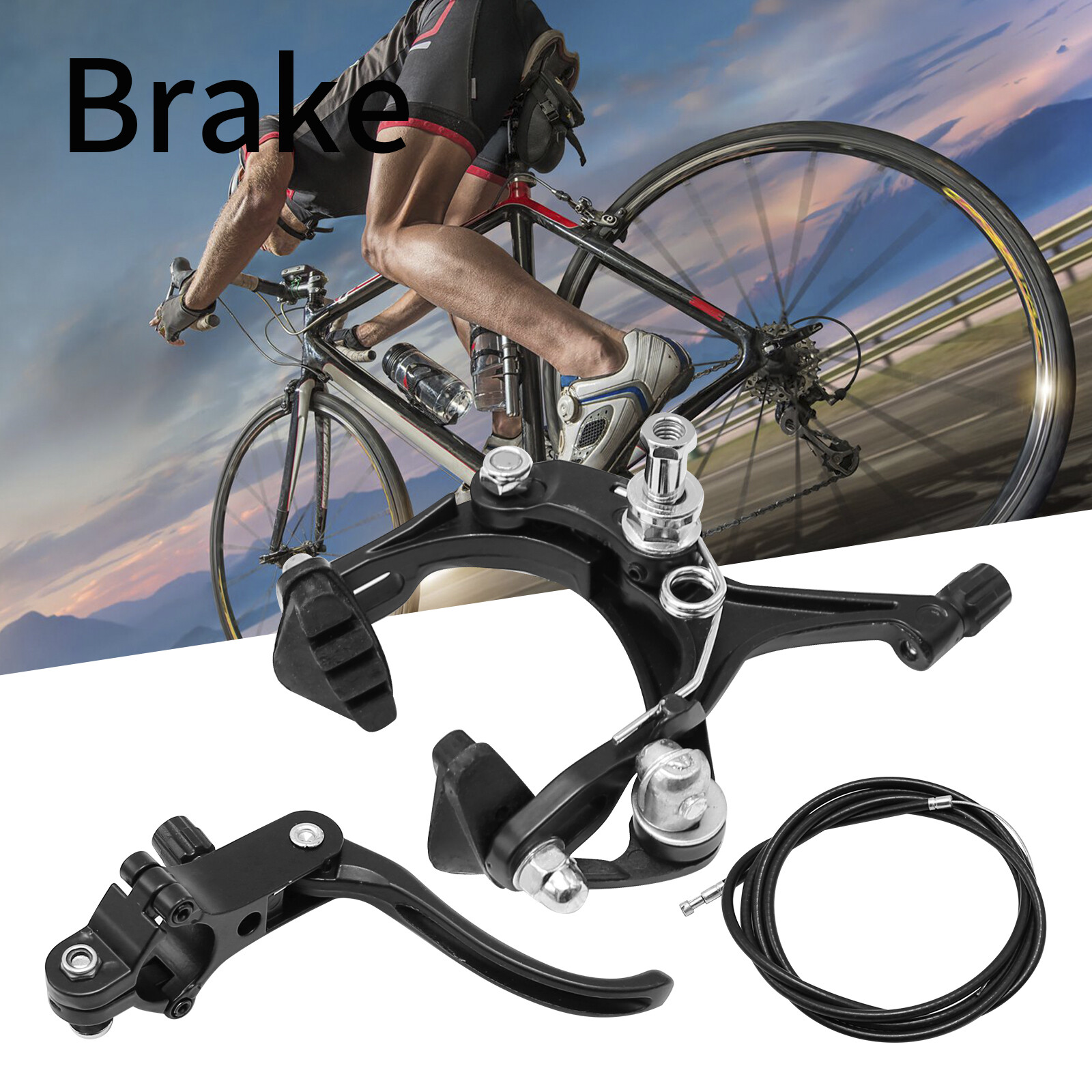 Rear Bike Brake Kit Caliper Side Pull Alloy Road Bicycle Brake Set Black Durable