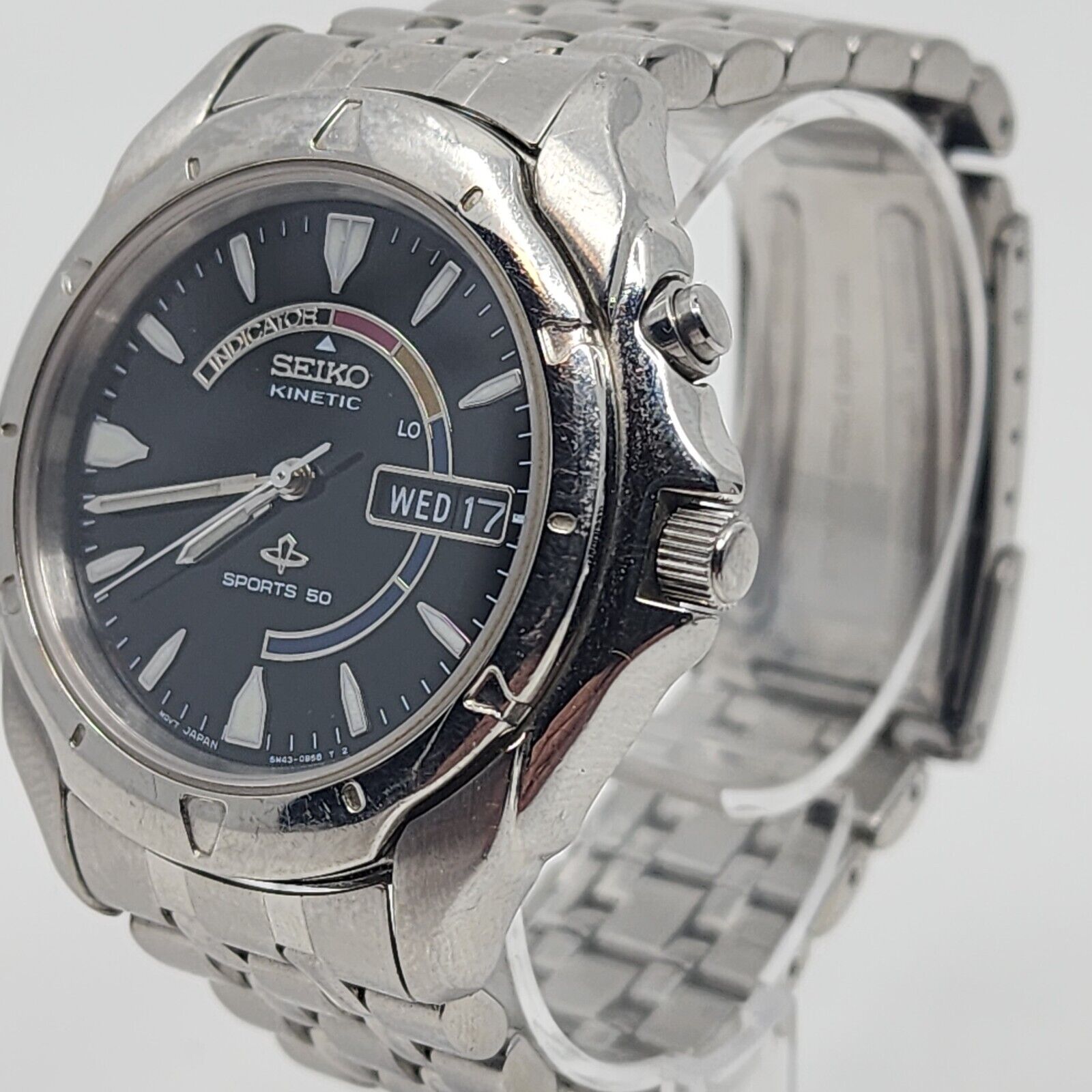 Vintage Seiko Kinetic Sports 50 5M43-0B19 Stainless Black Vintage Seiko Kinetic Sports 50 5M43-0B19 Stainless Black