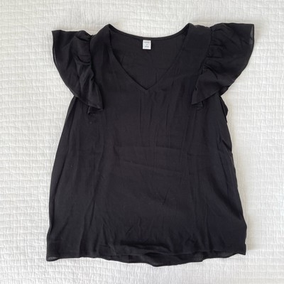 NWOT Old Navy Black Flutter Sleeve Blouse S