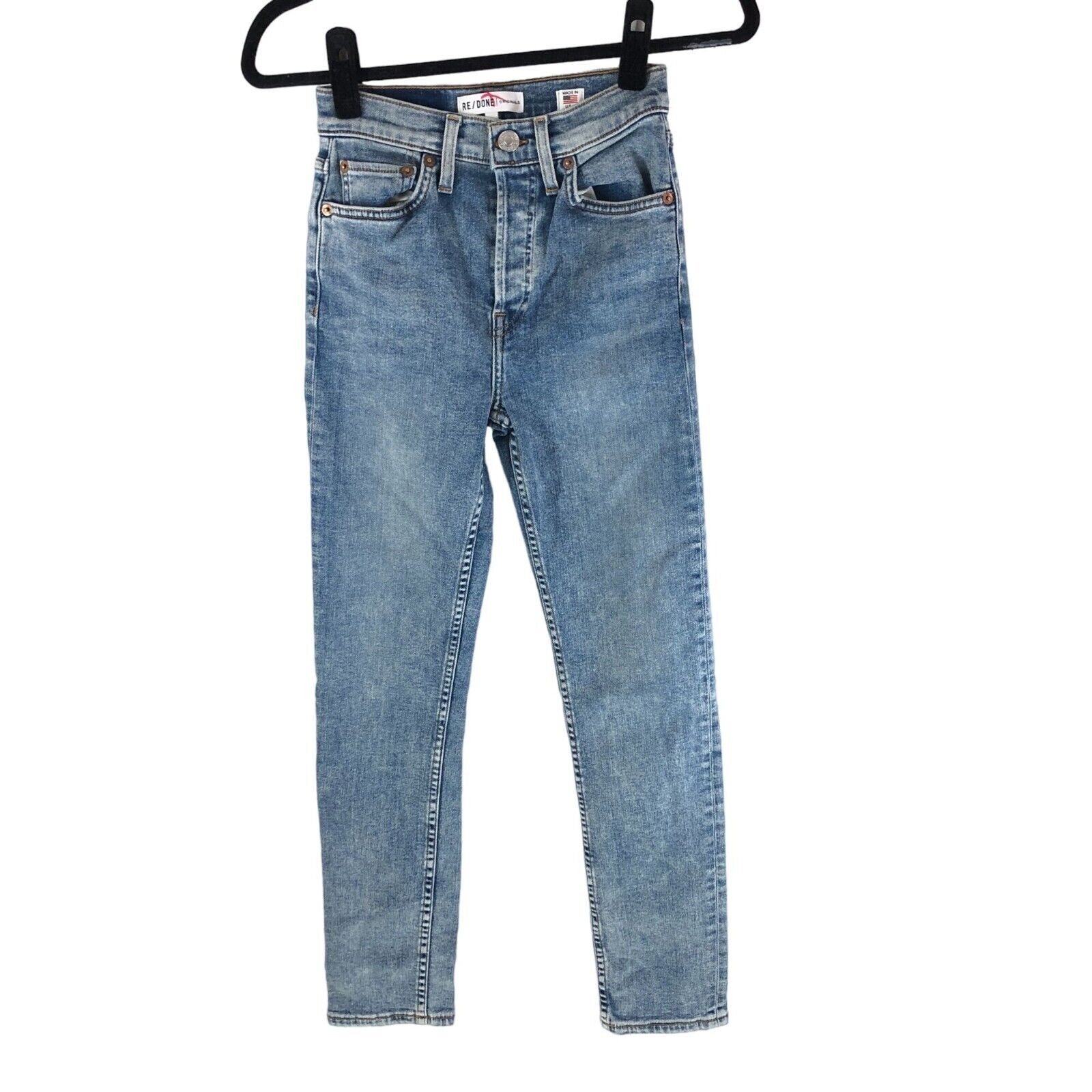 Re/Done Womens Jeans High Rise Ankle Crop Stretch Light 27 Re/Done Womens Jeans High Rise Ankle Crop Stretch Light 27