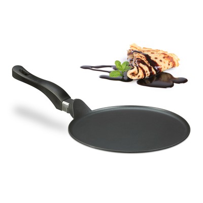 pannenkoekenpan 25 cm - gegoten aluminium - vlakke koekenpan voor crêpes - zwart