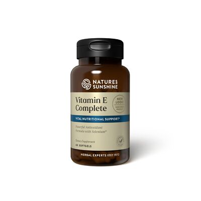 Nature's Sunshine Vitamin E Complete w/ Selenium, 60 Softgels |Powerful Antio...