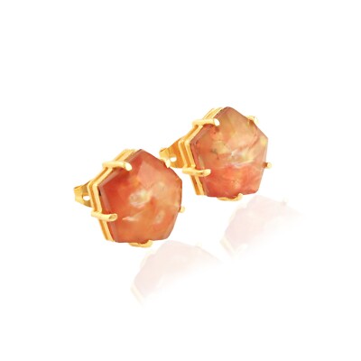 Arora Opal Gold Plated Prong Setting Gemstone Stud Earrings For Women Jewelry