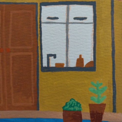 6x6 Inch Gouache Painting Impressionism Original Modern Art Title Cafe Breeze A1