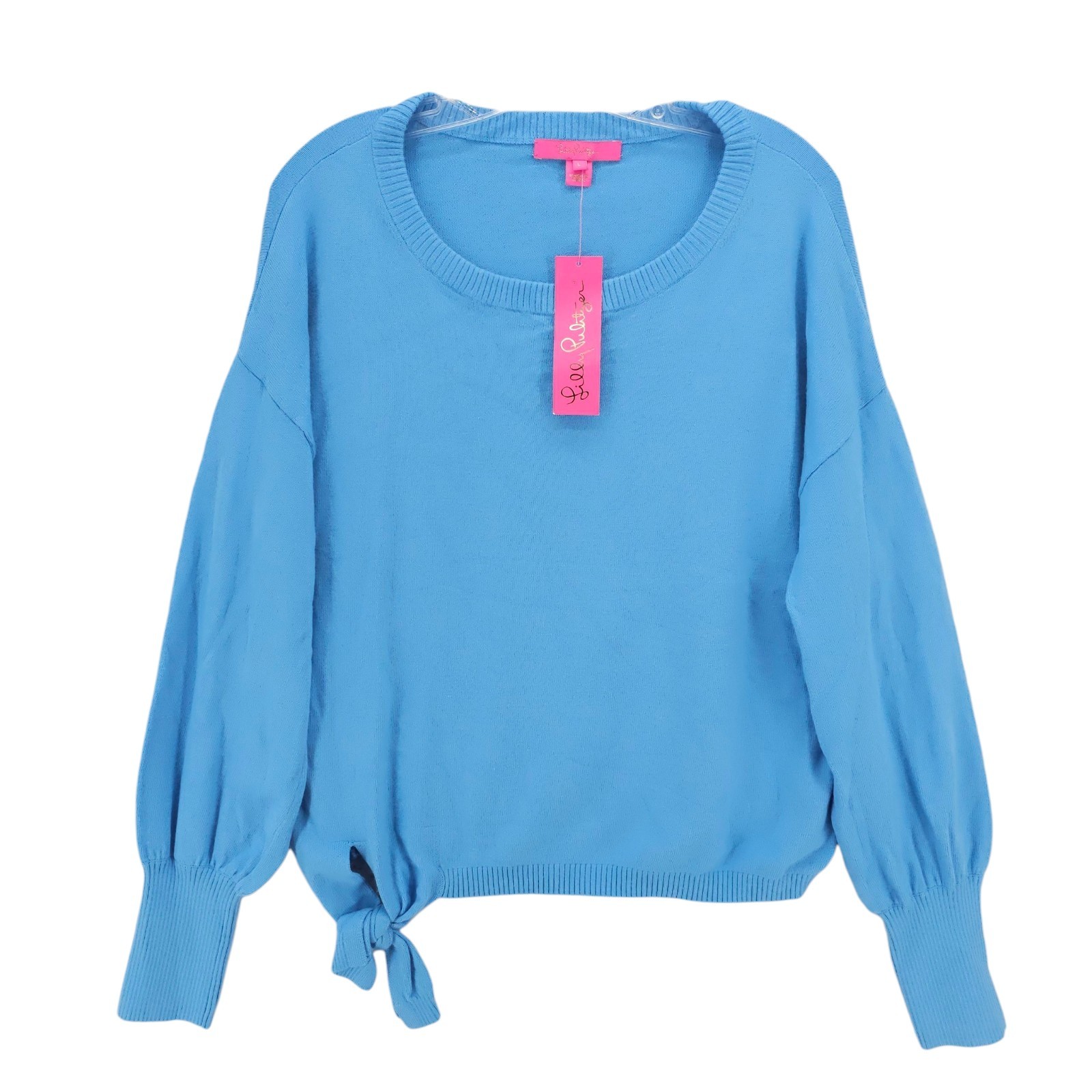 NWT LILLY PULITZER Nariah Sweater Zanzibar Blue Soft Tie Waist LARGE