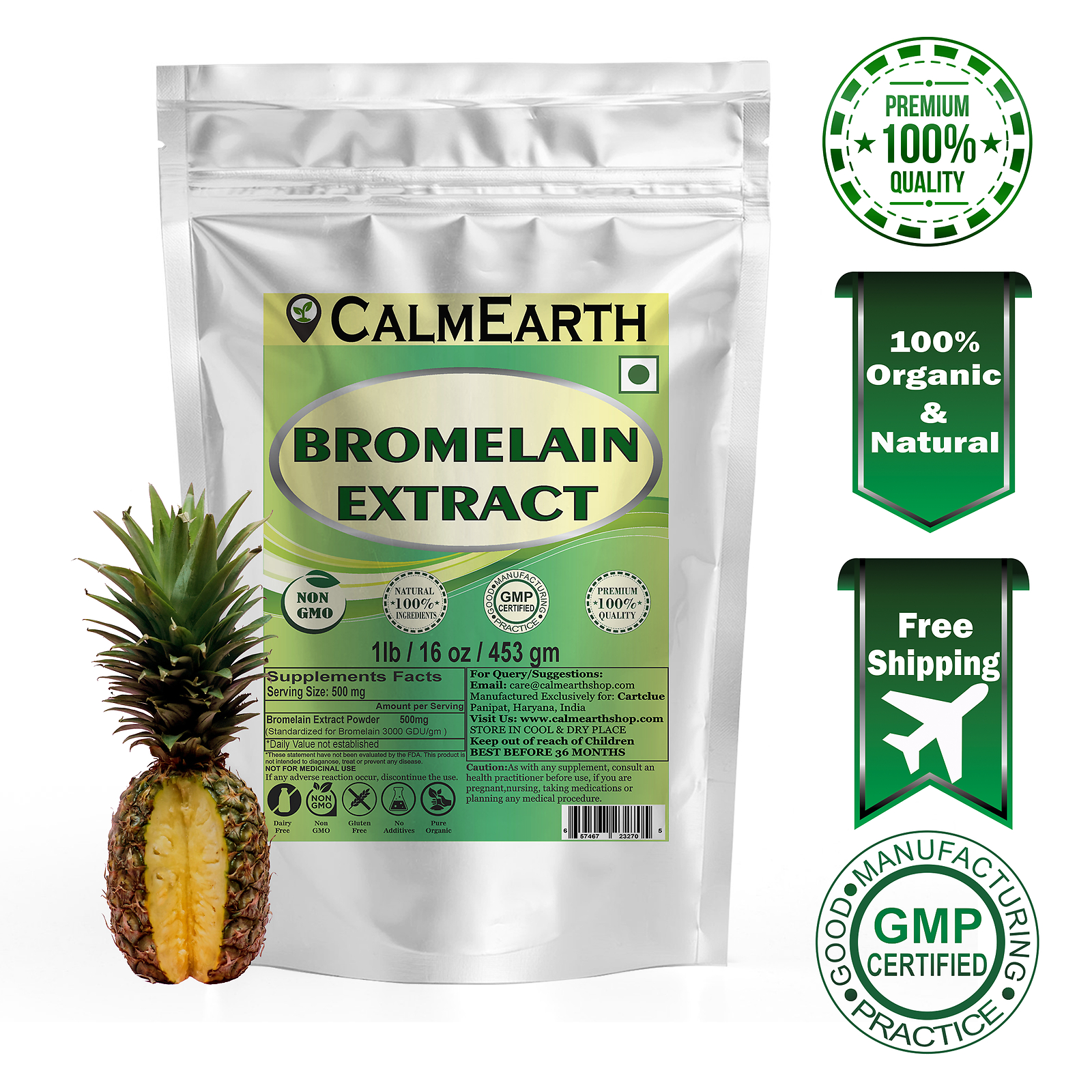 CalmEarth Bromelain Extract Powder 3000 GDU/gm Pineapple