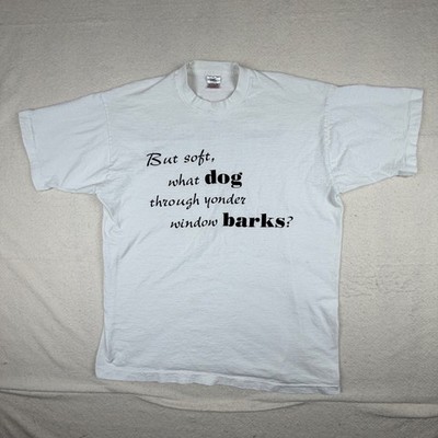 Vintage Fruit of the Loom Barking Dog Theatre Shirt Mens XL White Single Stitch