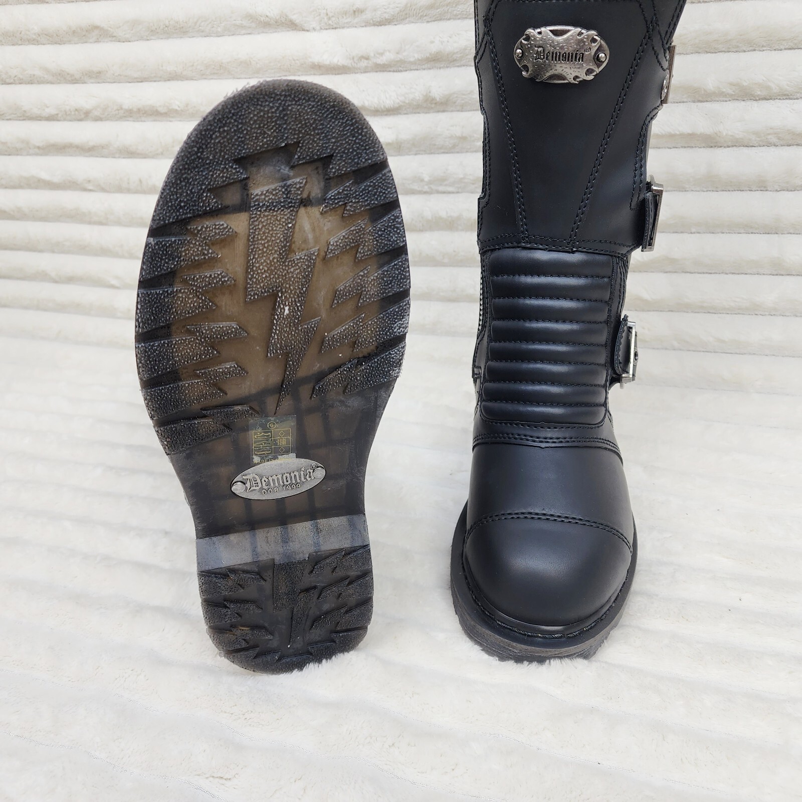Bolt 405 Goth Combat Biker Knee Boots Black Matte Men Sizes IN HOUSE NY DEMONIA