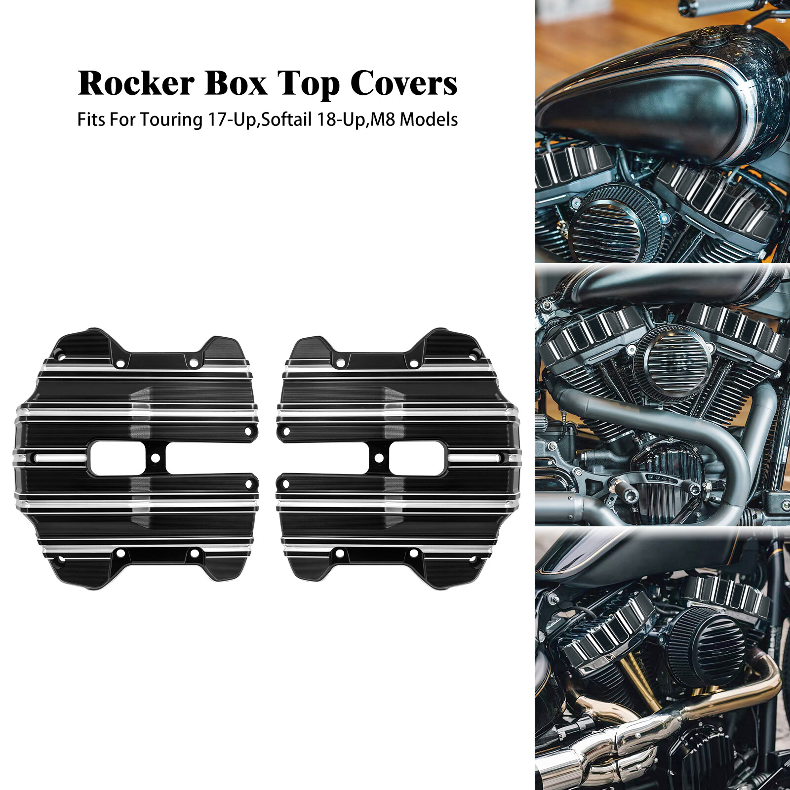 Black Upper Rocker Box Top Covers For Harley M8 Touring Street Electra ...